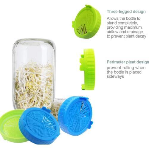 Mason Jar Sprouting Lid Food Grade Mesh Sprout Cover Kit Seed Growing Germination Vegetable Silicone Sealing Ring Lid