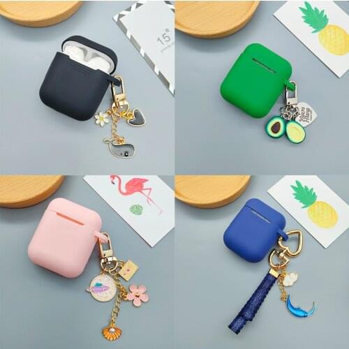Cute Cosmic Moon Keychain Silicone Headphone Earphone Case For Apple Airpods 1 2 Accessories bag Cover With Cute Whale Key Ring