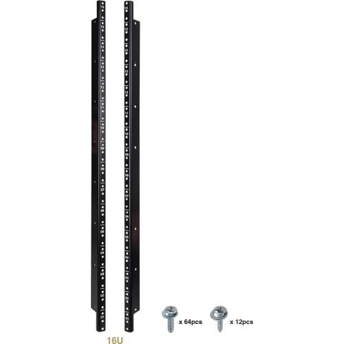 Sound Town 2-pack 16U Steel Rack Rails, with Black Powder Coated Finish and Screws (ST-RR-16U)
