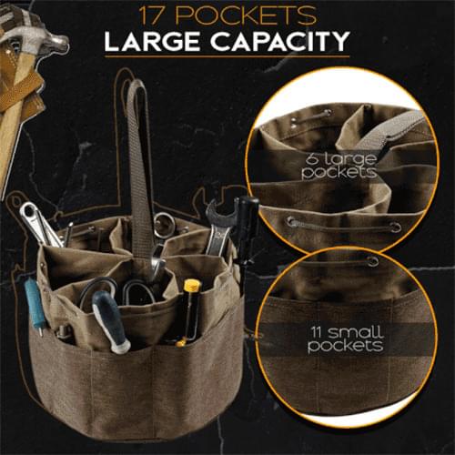 Upgrade Tool Bags Leather Craft Parachute Bag Multi-Pocket Tool Storage Woodworking Repail Drawstring Handbag Tool Organizer