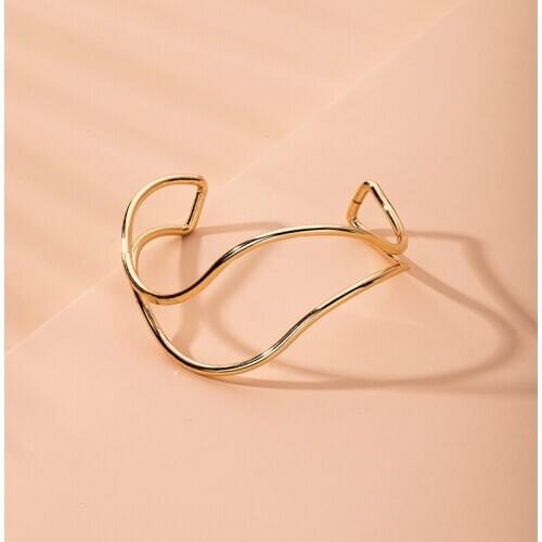 TARCLIY Trendy Geometric Irregular Line Shaped Bracelet Simple Metal Opening Adjustable Minimalist Bracelet For Women Jewelry