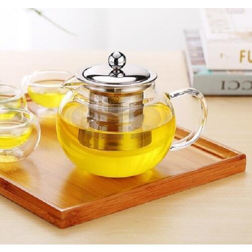 1PC 350ml,500ml,650ml,800ml,950ml,1200ml Heat Resistant Glass Tea Pot Flower Tea Puer Kettle Coffee Teapot With Infuser JN 1032