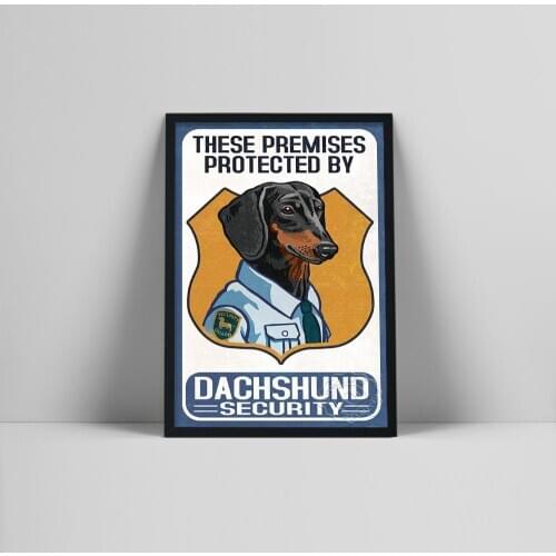 Vintage Animal Canvas Painting Dachshund Security Dog Sign Wall Art Posters and prints Pet Shop Pub Living Room Home Decoration