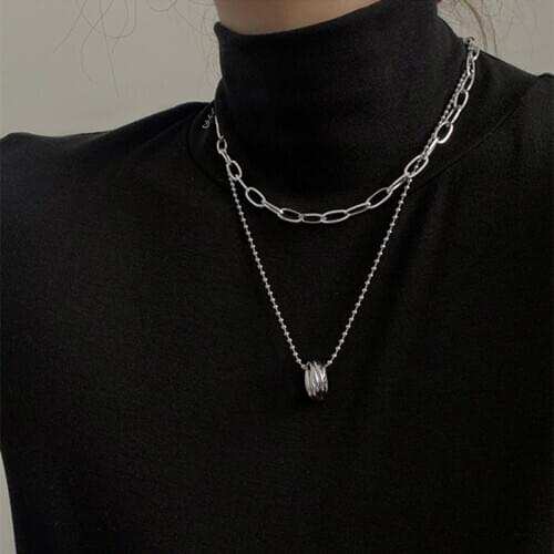 Vintage Multi-layer Chain Choker Necklace For Women Silver Color Fashion Portrait Chunky Chain Necklaces Jewelry