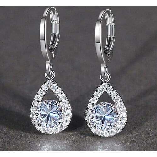 ZHIXUN Luxury Long Hanging Drop Earrings for Women Pear Shape Crystal CZ Elegant Female Accessories High Quality Fashion Jewelry