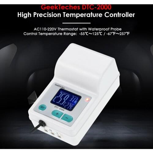 LCD Digital Water Temperature Controller Thermocouple Thermostat AC110-240V 10A for Aquaculture with Waterproof Sensor Probe