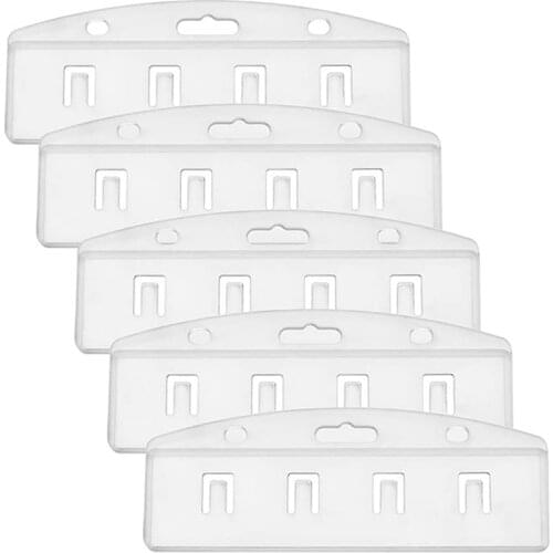 1pc Horizontal Half Card Badge Holder For Swipe ID Cards Frosted Rigid