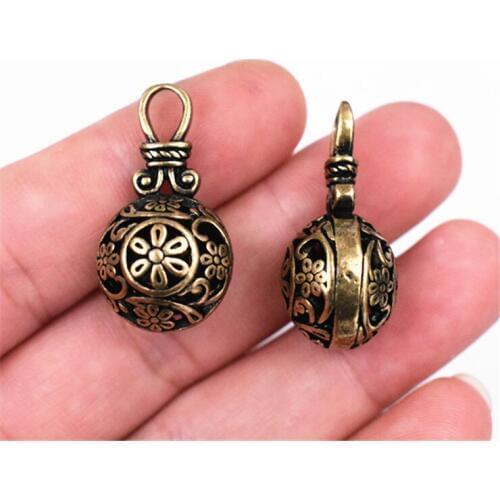 2pcs 32x17x14mm Antique Bronze Plated Flower Ball Charms Pendant For Necklace Braclact Jewelry Accessories