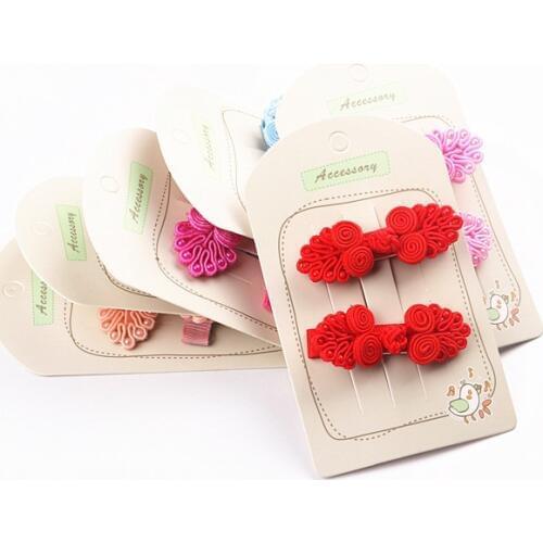 2pcs/lot Chinese Knot Hair Clips Red Hairband Head Band Happy New Year Hairpin Hand Made Rim Hair Accessories Hair Bows