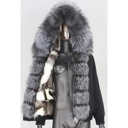 2021 Bomber Waterproof Parka Winter Jacket Women Real Fox Fur Coat Natural Fox Raccoon Fur Collar Hood Removable Thick Warm