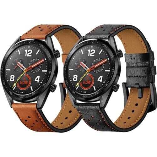 22mm strap for samsung galaxy watch 46mm S3 Frontier/Classic huawei watch gt 2 46mm band Genuine Leather watchband Accessories