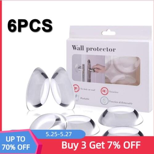 6 Pcs Door Stopper Wall Protection Round Soft Reusable Self Adhesive Door Handle Bumper Guard for Wall and Refrigerator Crash