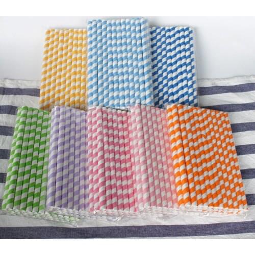 700 x 10mm Disposable Eco-Friendly Colorful Paper Stripe Straws Degradable Pearl Milk Drinking Straw Wholesale