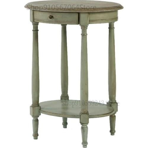 American Retro French Country Photo Oval Table Bedroom Decoration Flower Table Mini Living Room Sofa Side Table Side Table