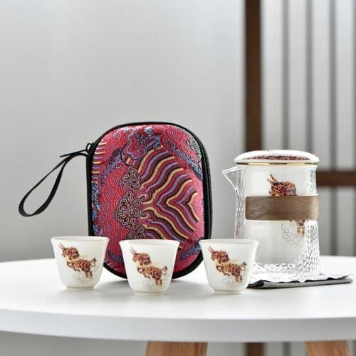Kung fu teapot Tea set ,Beautiful and easy teapot kettle , Chinese Travel Ceramic Portable Teaset , Ceramic Tray Coffee Cup