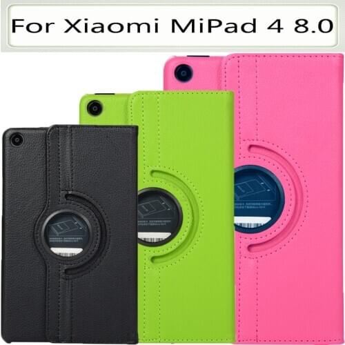 For Xiaomi Mi Pad 4 8 Inch 360 Rotating Case Smart Leather Flip Cover Full Protector Shell Multi-color Hard Netbook Accessories