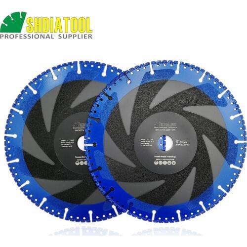 DIATOOL 2pcs 230mm Vacuum Brazed Diamond Blade For All Purpose 9" Demolition Blade For Stone Iron Steel