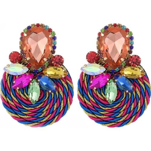 Dvacaman New Colorful Crystal Earrings for Women High Quality Rhinestone Handmade Round Drop Earring Fashion Jewelry Accessories