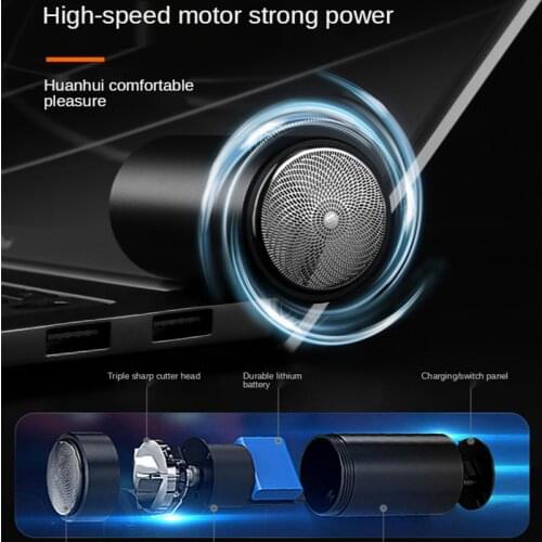 USB Men 's Rechargeable Compact Portable Travel Mini Electric Shaver Razor Three Leaf Beard Knife