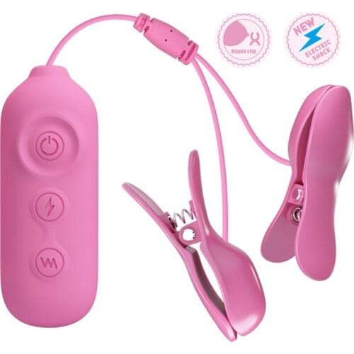 SM Electric Shock Nipple Clamps Breast Vibrator Breast Massage Clitoris Labia Nipple Clip Stimulation BDSM Sex Toy for Women Men