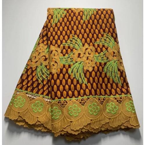 Quality wax lace fabric for dress party cotton prints african wax with cord lace embroidery wax prints