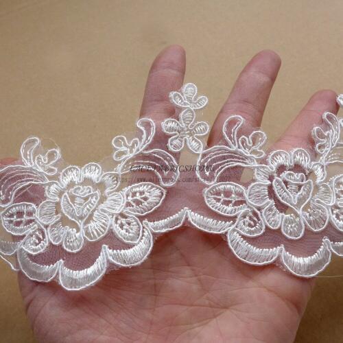La Belleza Hight quantity 5 yards off white robin lace trim 6cm width wedding dress/party dress/girl dress lace trimming