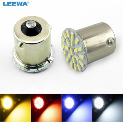 LEEWA 50pcs White/blue/red car led P21w s25 ba15s 3014 1156 22 led smd 22smd turn signals light bulb lamp car styling #CA3071