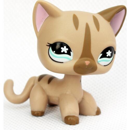 LPS CAT Rare pet shop toys short hair cat #468 old real animal kitten blue eyes original child collectible gifts collection