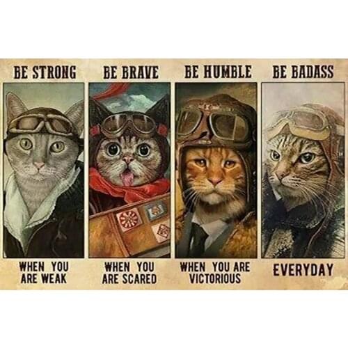 Cute cat retro tin sign bar restaurant coffee shop and bar bathroom decoration new