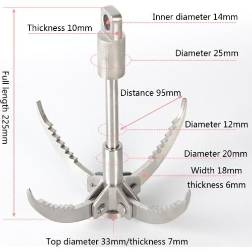 Multifunction Stainless Steel Grappling Hook Folding 4 Claws Climbing Carabiner