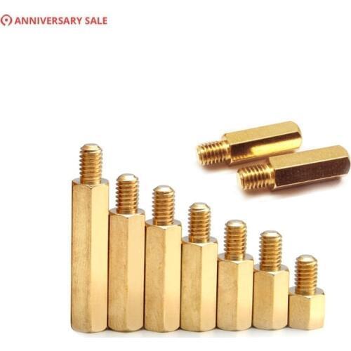 100pcs 3mm Thread M3 Hex Brass Standoff Spacer Male To Female Spacing Screws Pillar M3*4/5/6/7/8/9/10/11/12/13/14/16+4mm