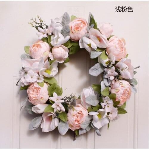 Peony Magnolia wreath 45cm wreath door decoration wedding Halloween Christmas decoration home decoration