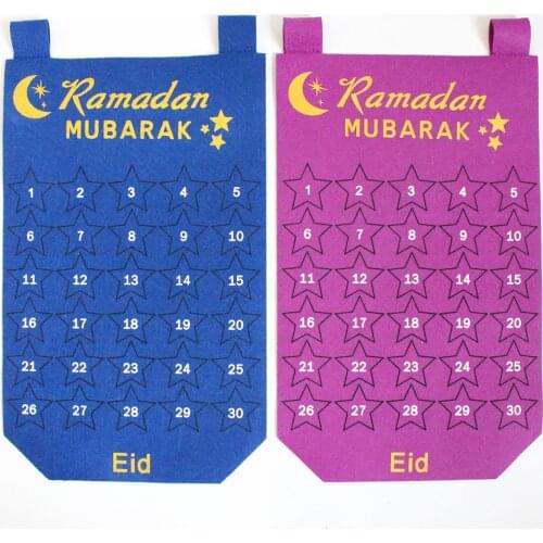 Eid al-Fitr Fabric Wall Calendar Countdown Calendar 30 days Advent Calendar Hanging Felt for Kids Gifts Ramadan Party Decor