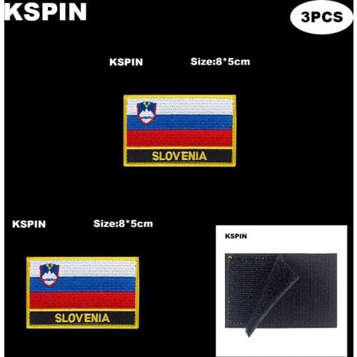 Rectangle National Flag Patch Hook Loop Slovenia Badges Armband 3D Stick on Jacket Backpack Stickers