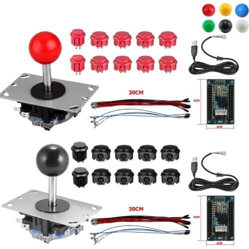 RAC-D300 DIY Arcade Joystick 2Pin 2 Players Kits Buttons USB Encoder Cables