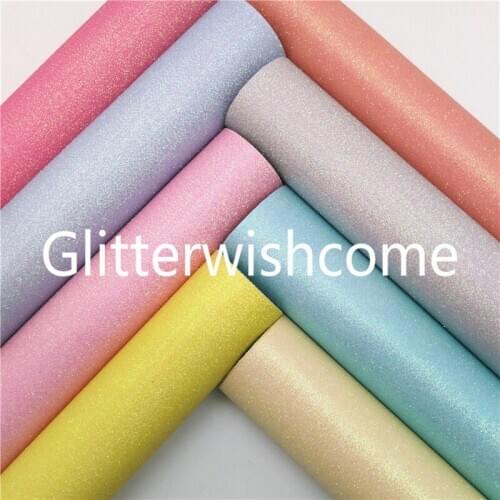 Glitterwishcome 21X29CM A4 Size Synthetic Leather, Fine Glitter Leather, Neon Glitter Leather fabric Vinyl for Bows, GM596B