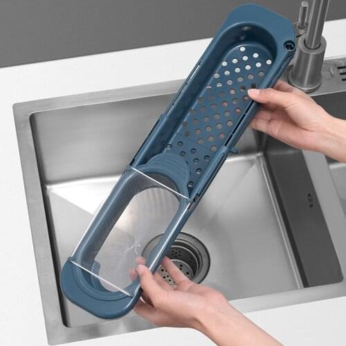 Telescopic Kitchen Sink Storage Rack Sinks Organizer Soap Sponge Holder Adjustable Sinks Drainer Shelf Basket Kitchen Accessorie