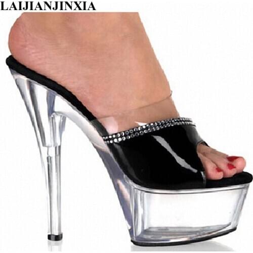 LAIJIANJINXIA Princess Style Crystal Shoes 15cm Open Toe High Heel Platform Shoes, Slippers Pole Dance / Model / Wedding Shoes