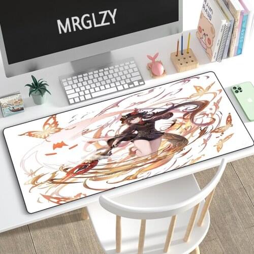 MRGLZY 400*900MM XXL Genshin Impact Mouse Pad Gamer Anime Girl Large Desk Mat Computer Gaming Peripheral Accessories MousePads