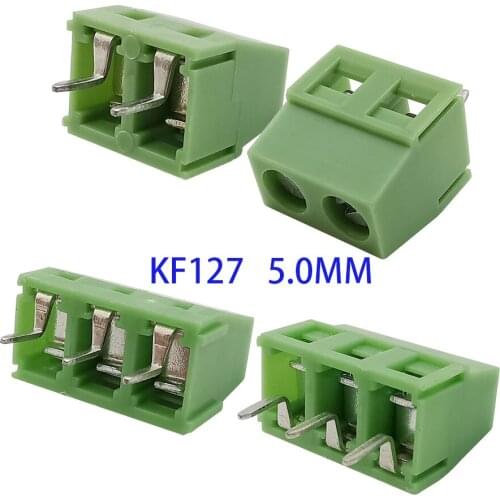 50Pcs KF127 Screw PCB Terminals Block Connector SpliceTerminal Wire Adapter 5.0mm Pitch 2P 3P Straight Pin Cable Blocks2Pin 3Pin