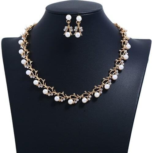 Jewelry Set Imitation Pearl Wedding Necklace Earring Sets Bridal Jewelry Set For Women Fashion Elegant Party Gift