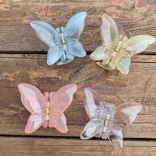 Butterfly Transparent Color Hair Claw For Women Hair Claw Hair Hair Clamps Acrylic Hair Accessories Frosted Black Hair Clip