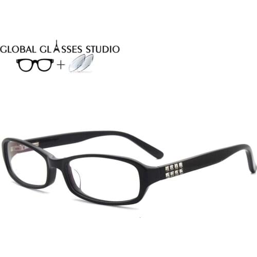 Women Small Face Acetate Glasses Frame Glasses Glasses Reading Myopia Prescription Lens 1.56 Index TP10104-C1