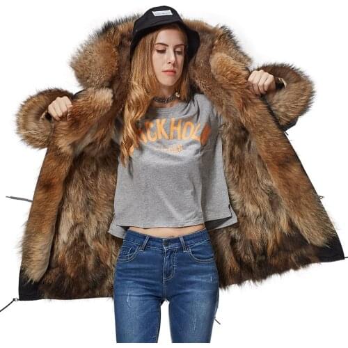 2021 New Winter Jacket Women Long Parka 7XL Real Fox Fur Coat Natural Raccoon Fur Collar Hood Thick Warm Streetwear Parkas