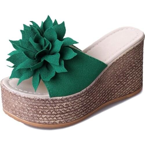 2021 Women Slippers Platform Wedge Women Slipper Appliques Slides Beach Sandals Slides Summer Ladies Mules Clog Shoes Girl