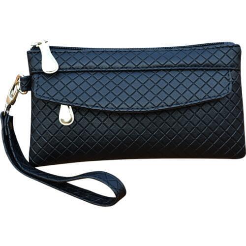 2019 new womens wallet Korean version of the wild clutch bag geometry phone bag temperament check bag purse pouch