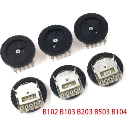 10pcs Double Dial Taper Volume Wheel Duplex potentiometer B102 B103 B203 B503 B104 1K 2K 5K 10K 20K 50K 100K 3Pin 5Pin 16*2mm