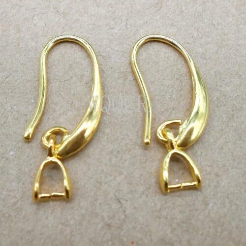 10PCS Hook-shaped 18K Gold Smooth Surface Ear Hook + Clip DIY Jewelry Accessories for Womens Earring Jewelry Making
