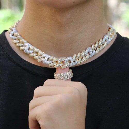 2 Tone Gucc Cuban Diamond Chain yellow & White Gold