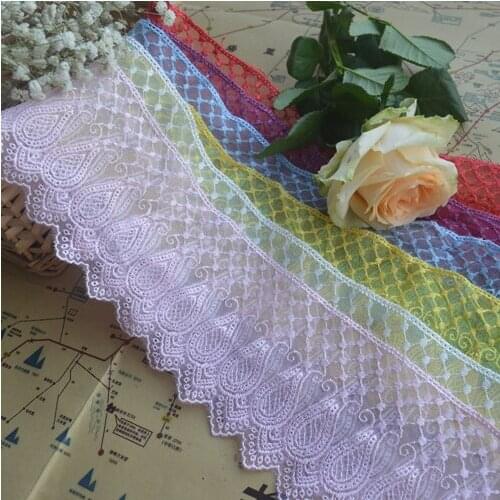 5 Yard/Lot White Black Pink Polyester Mesh Embroidery Lace Fabric Lace Trim Clothes Diy Dress Skirt Sofa 10CM Accessories